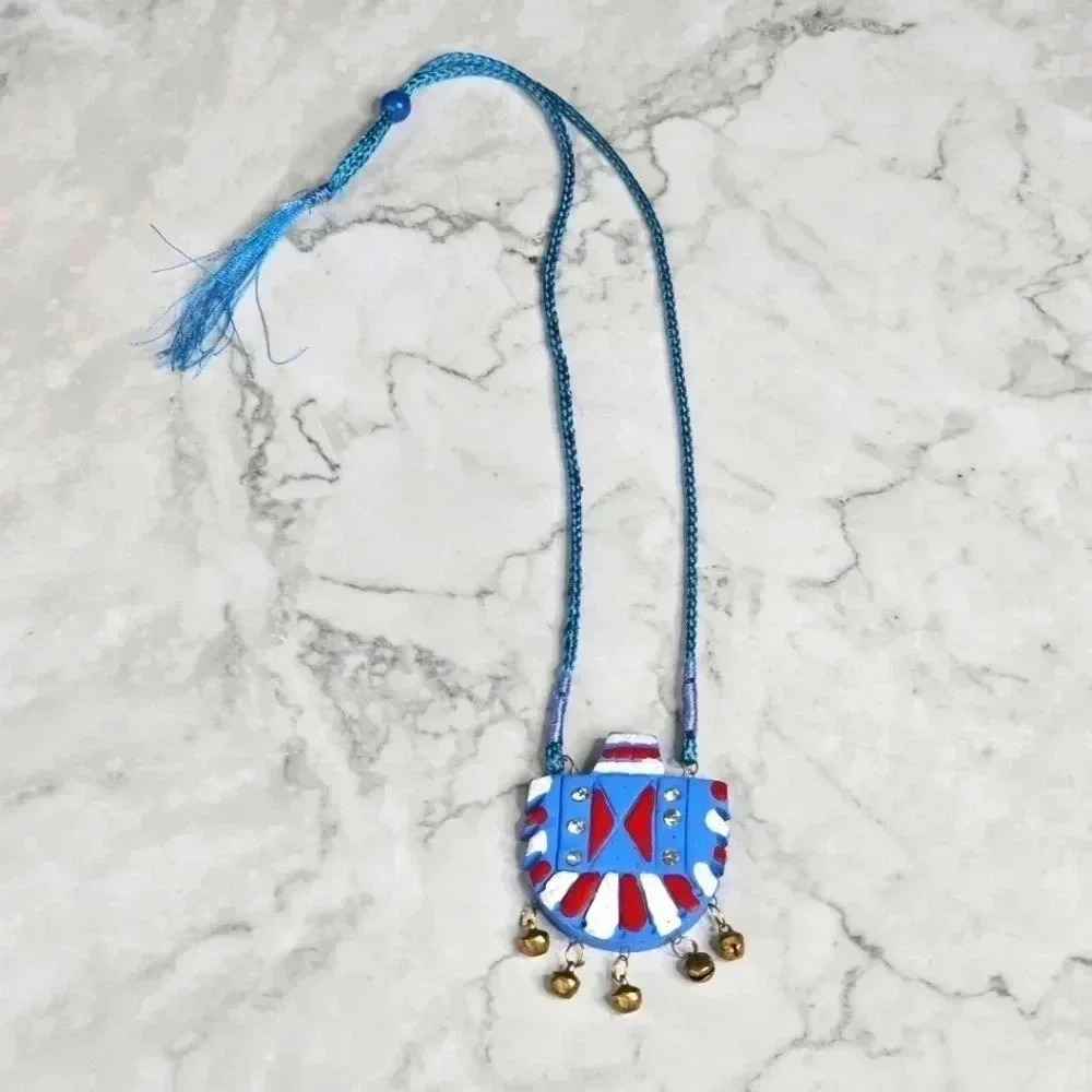 Blue Red Bell Pendant Rhinestone‎ Adjustable String Fashion Jewelry Necklace